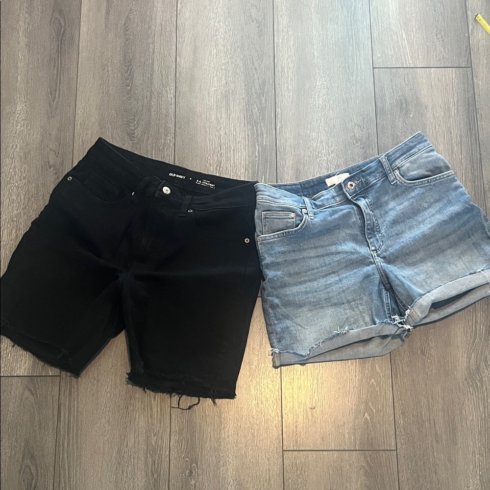 Old Navy Black and H & M Light Blue Denim Shorts Duo size 6 and size 8